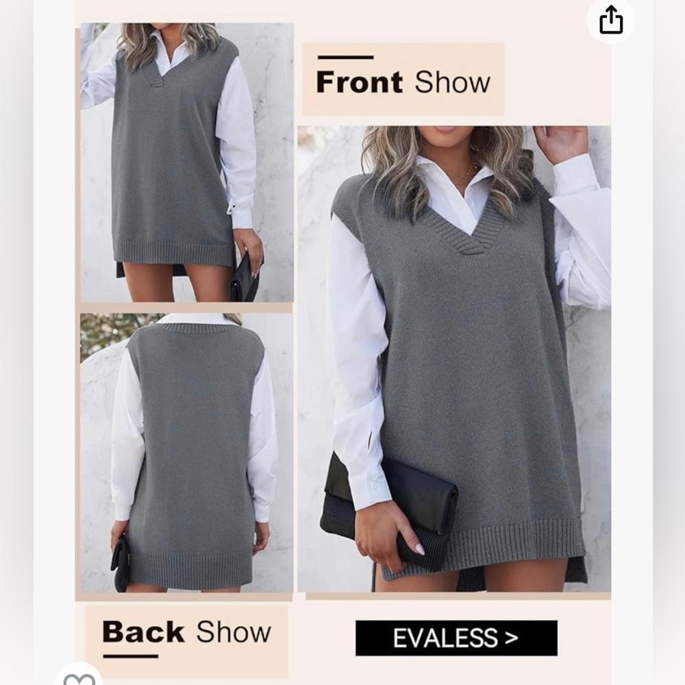 V-Neck Sweater Dress - Picture 2 of 4